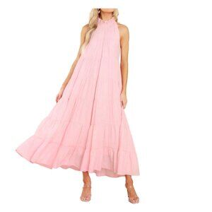Entro 🌸 Sleeveless Mock Neck Tiered Maxi Dress